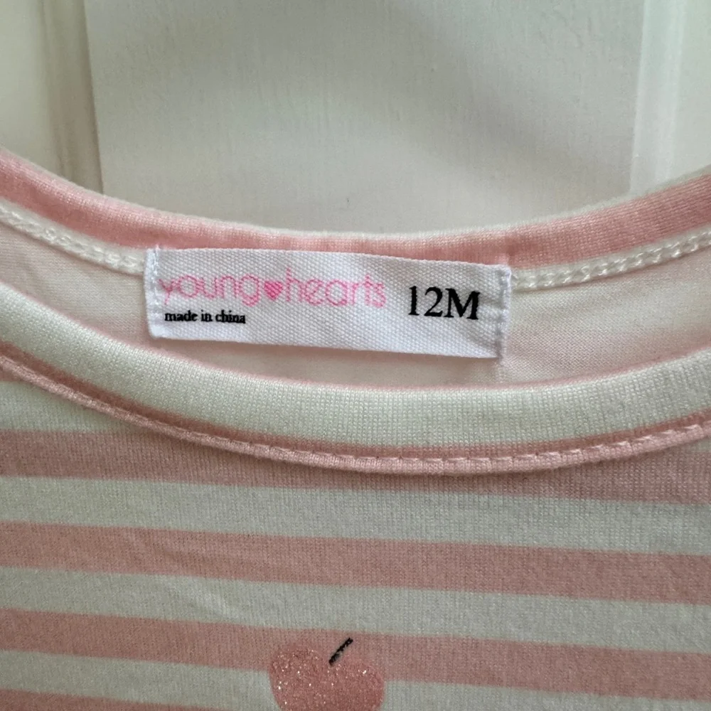 NWOT Young Hearts 12M Pink & White Stripe Ice Cream Tulle Short Sleeve Dress